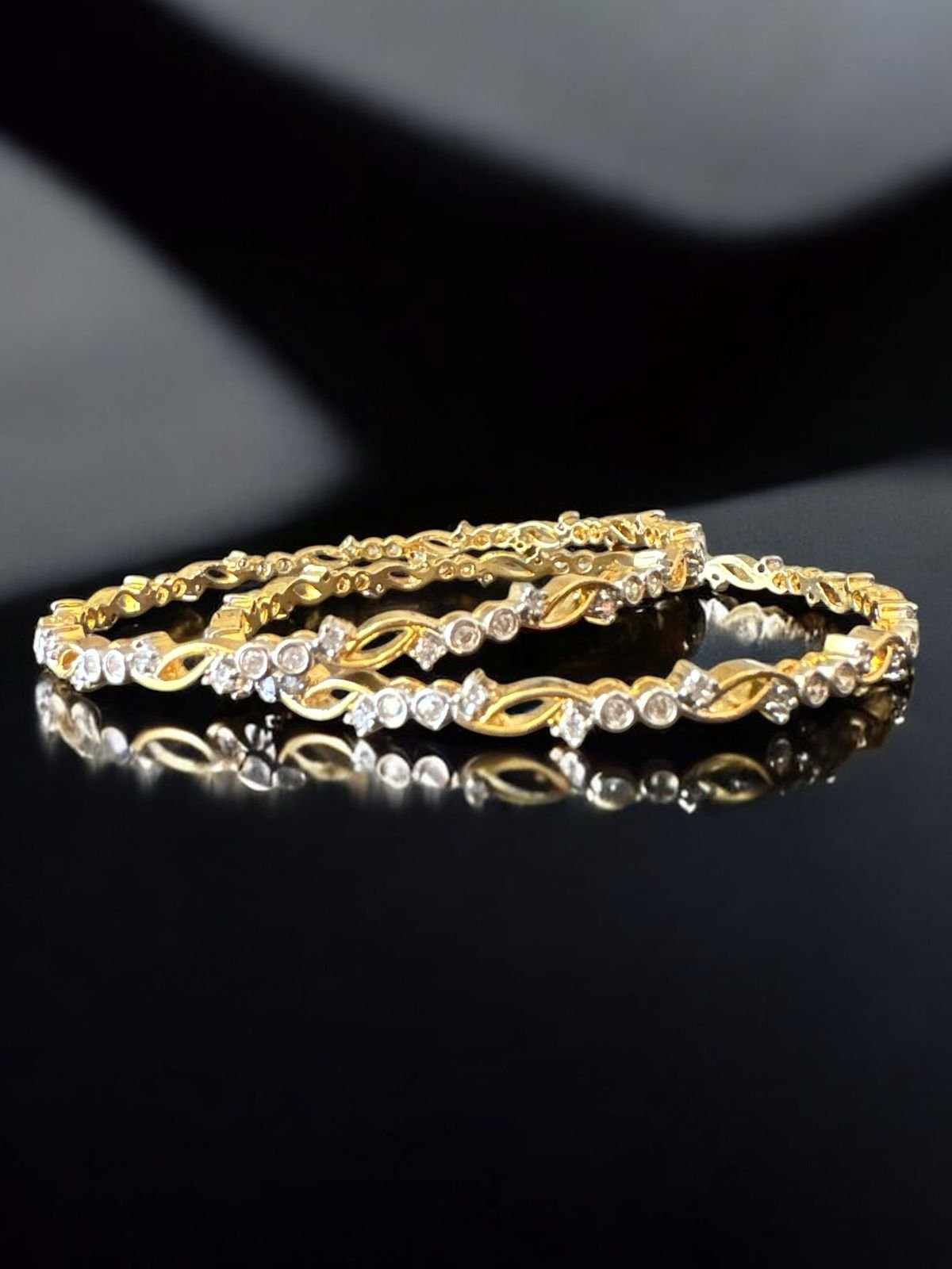 Premium cz stones bangles with gold polish