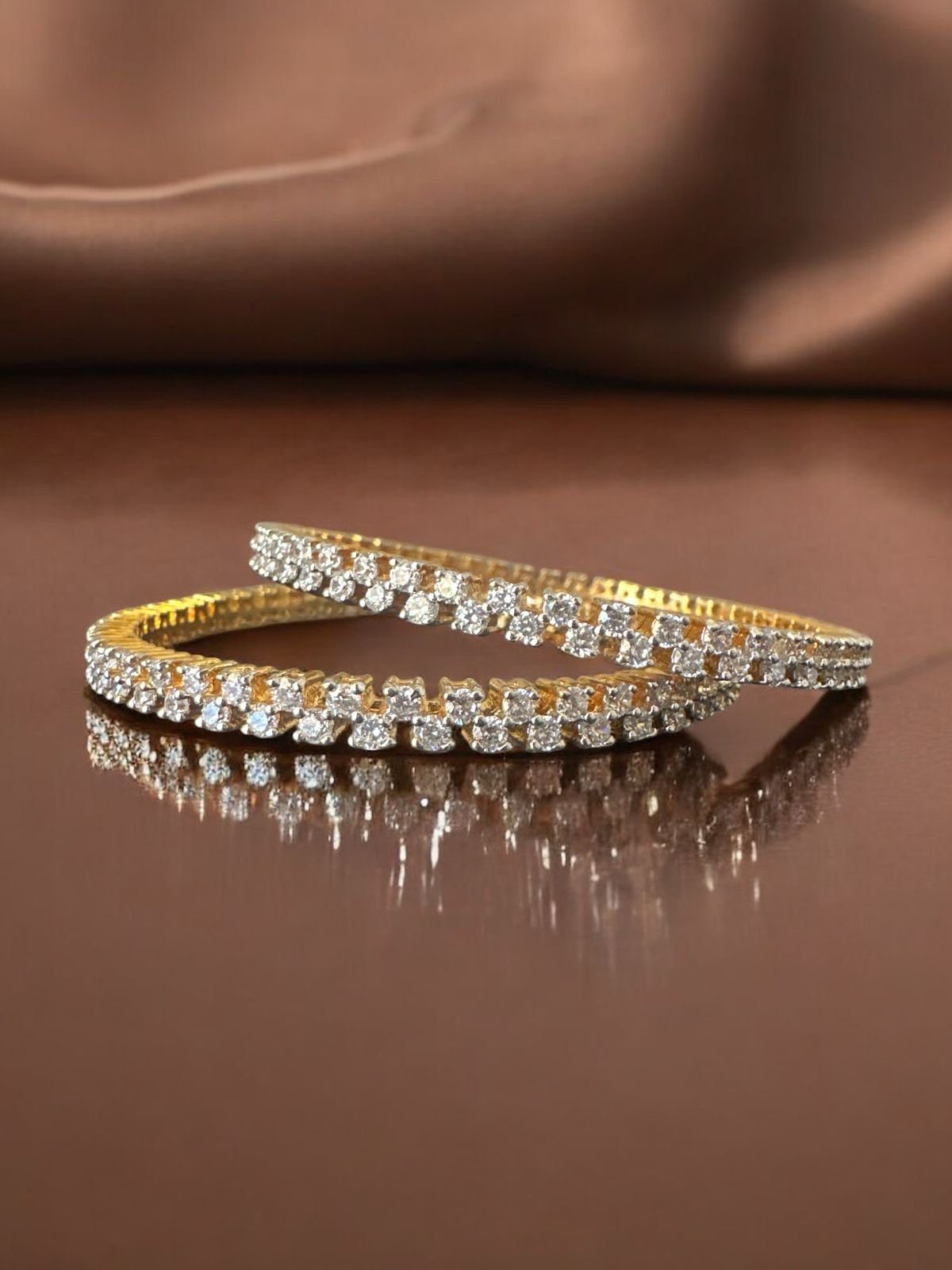 Premium cz stones with gold polish bangle