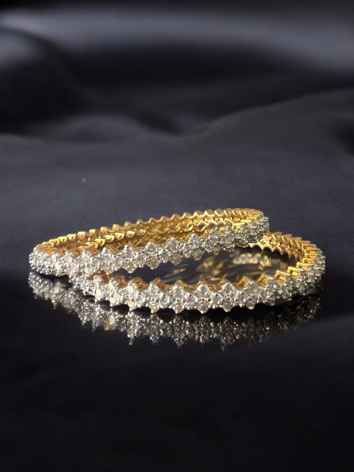 Premium cz stones with gold polish bangle