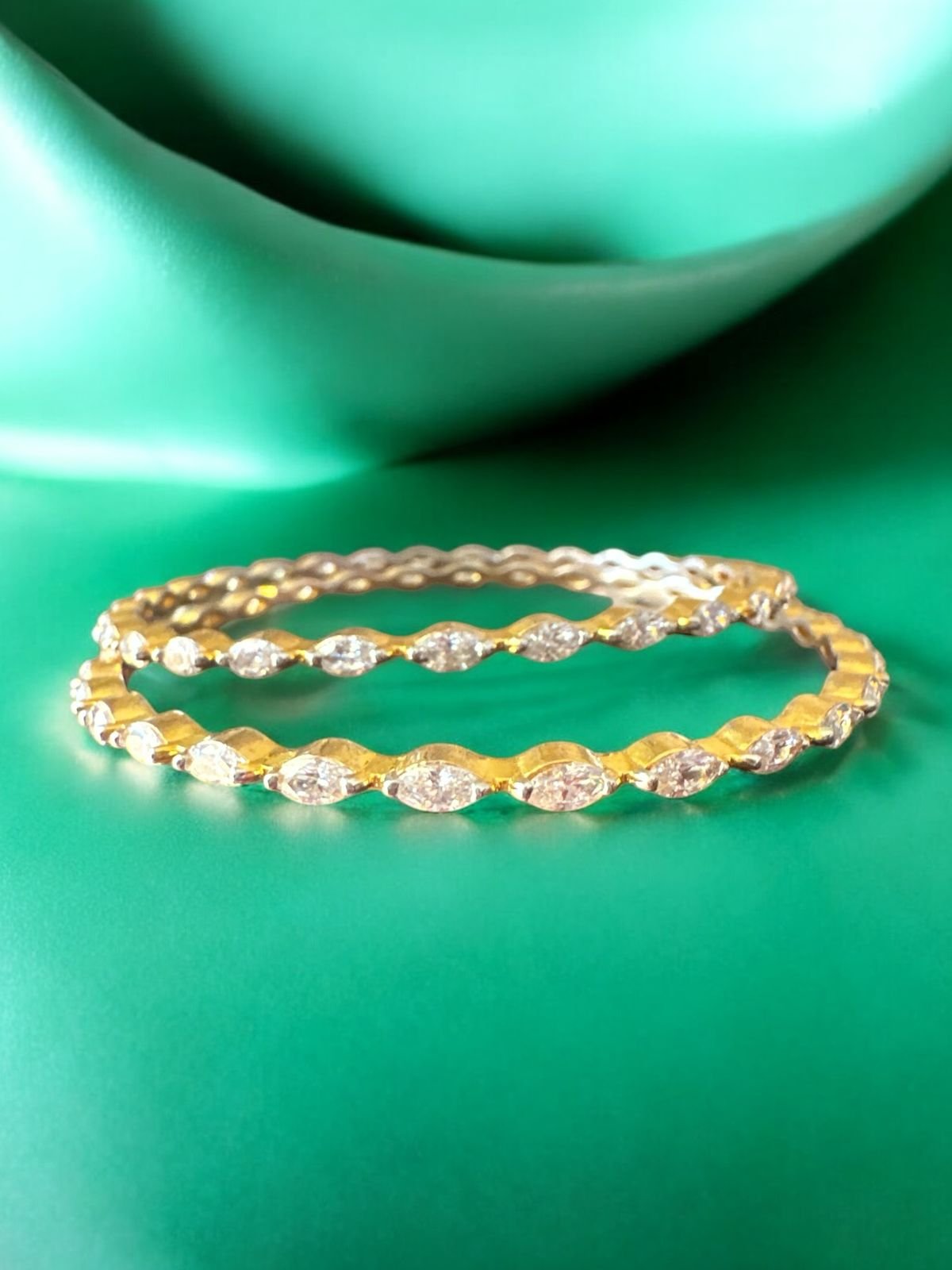 Premium cz stones with gold polish bangle