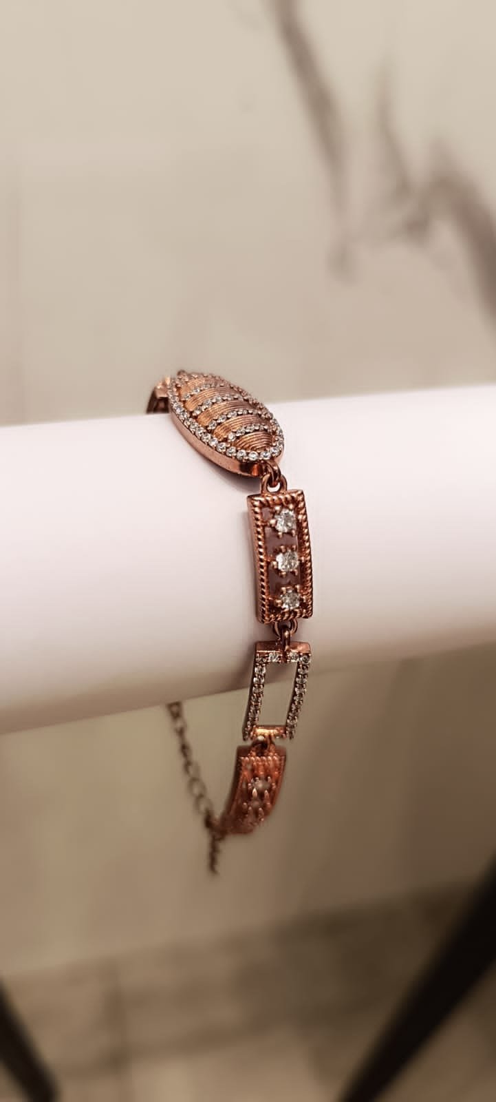Premium cz stones with rose gold polish chain model Bracelet
