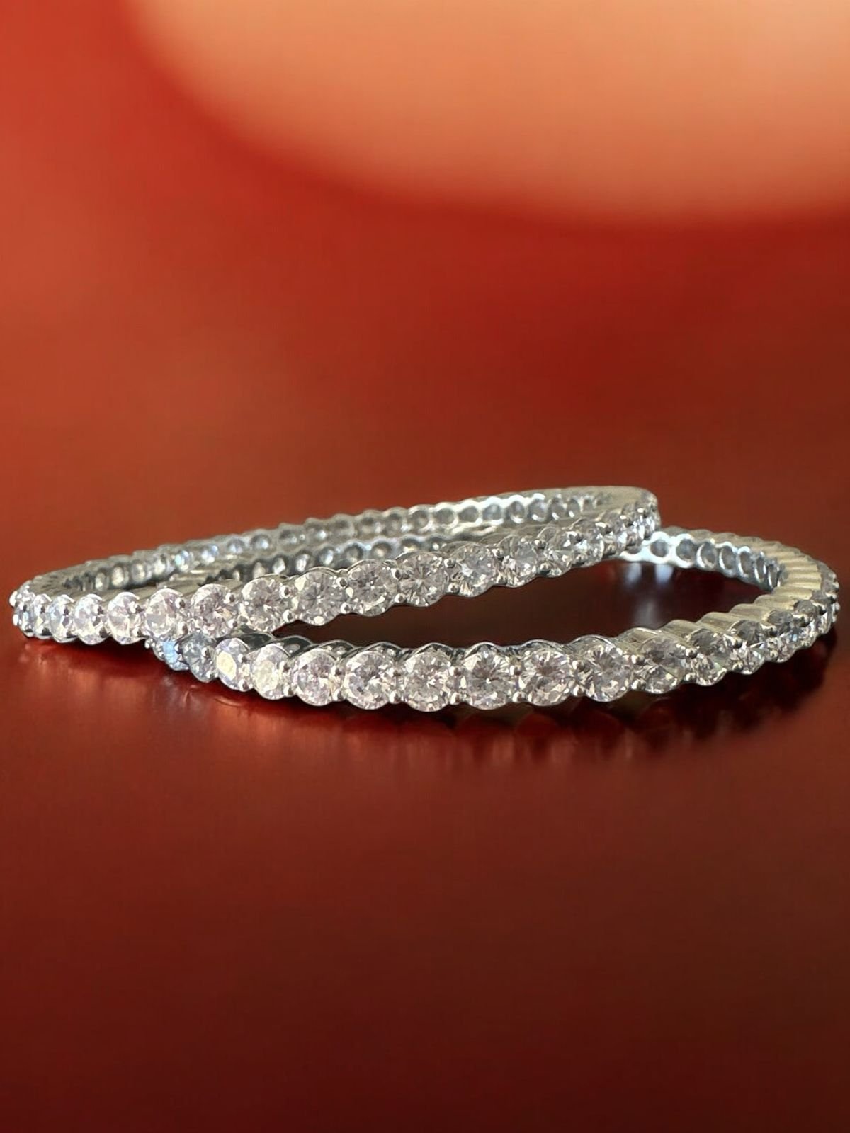 Premium cz stones with silver polish bangle