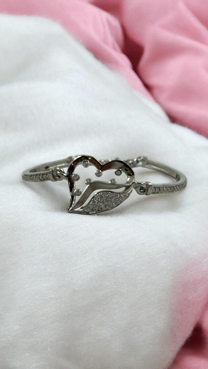 Premium cz stones with silver polish bangle modal