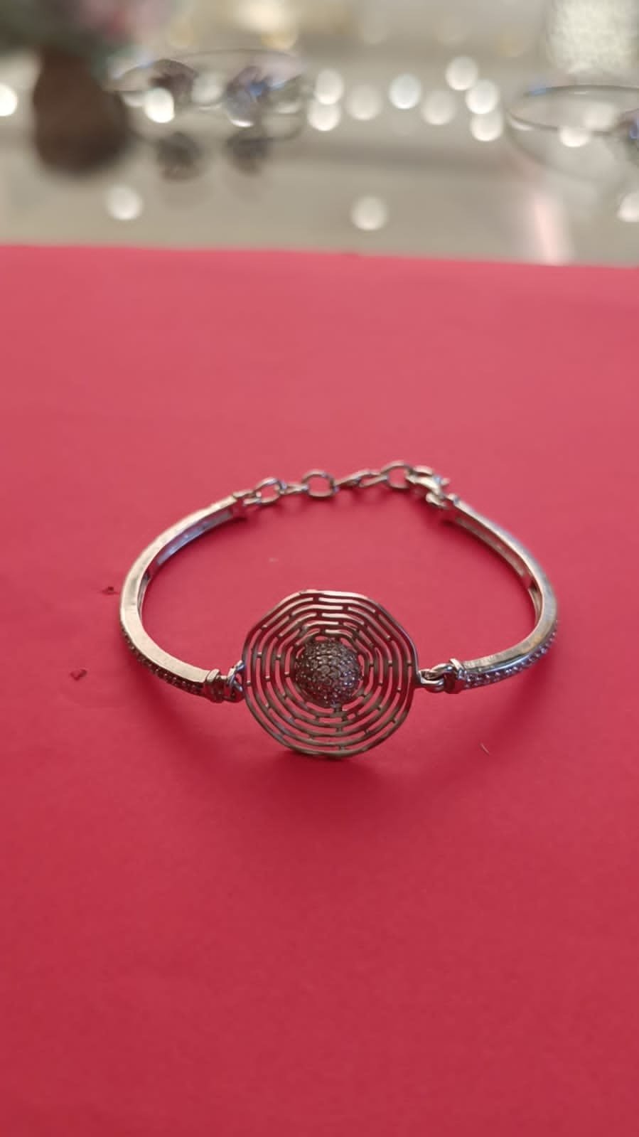 Premium cz stones with silver polish bracelet with chain model