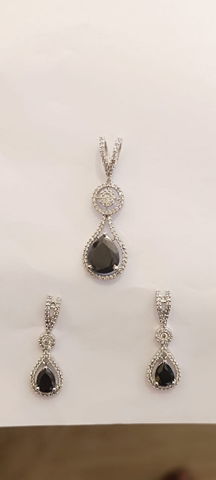 Premium cz stones with silver polish with  black stones pendent set