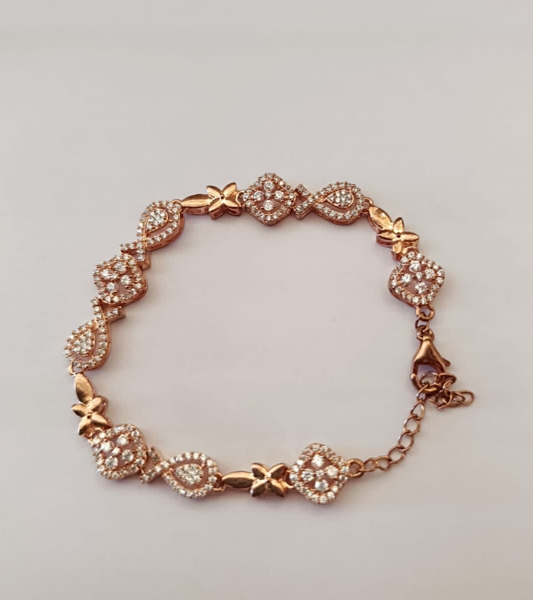 Rose gold polish  bracelet with premium cz stones Ladies
