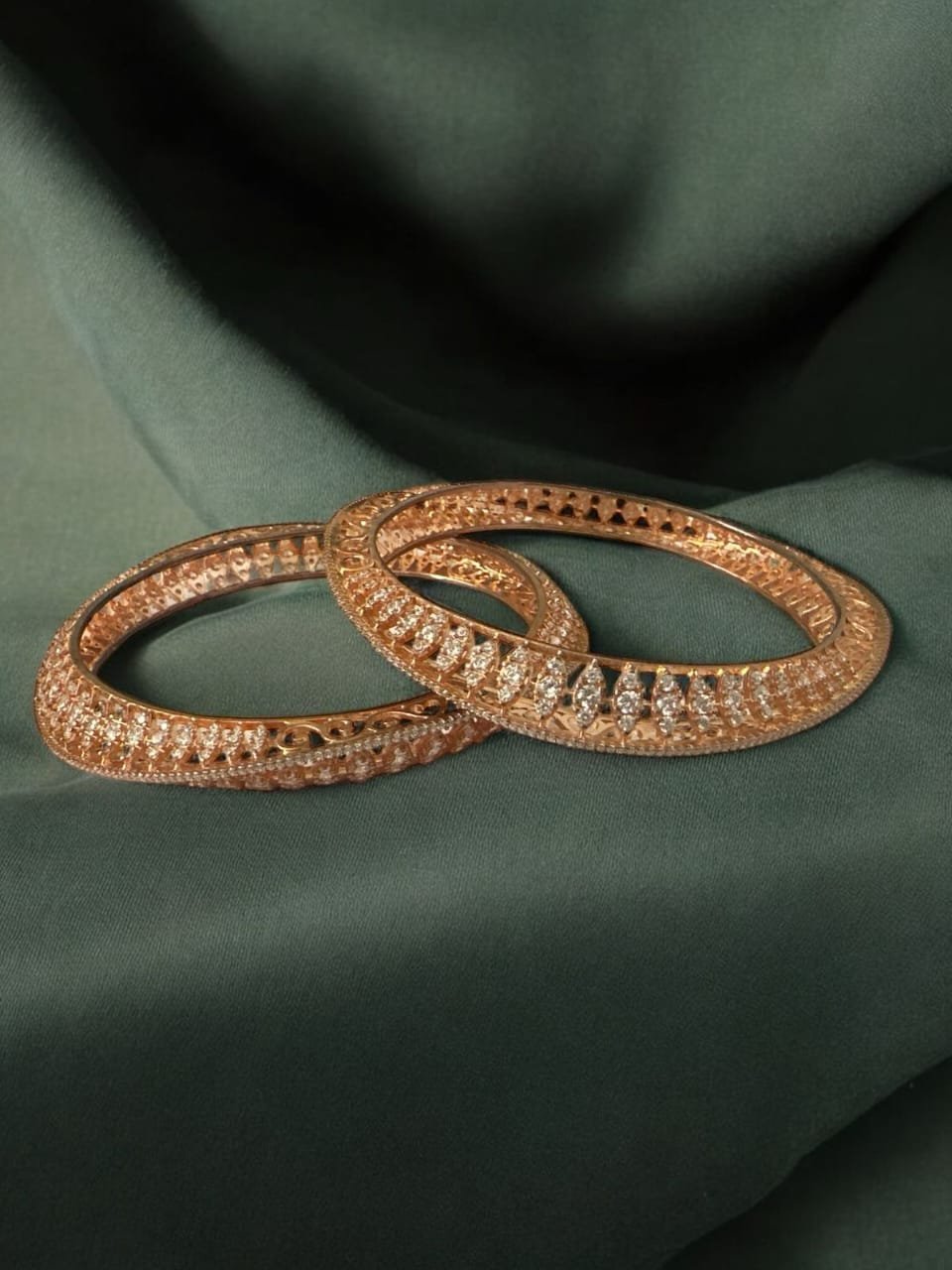 Rose gold polish premium cz stones bangle