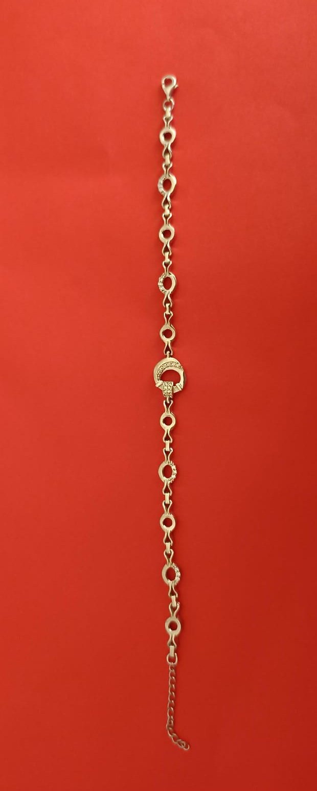 Rose gold polish premium cz stones with chain model bracelet