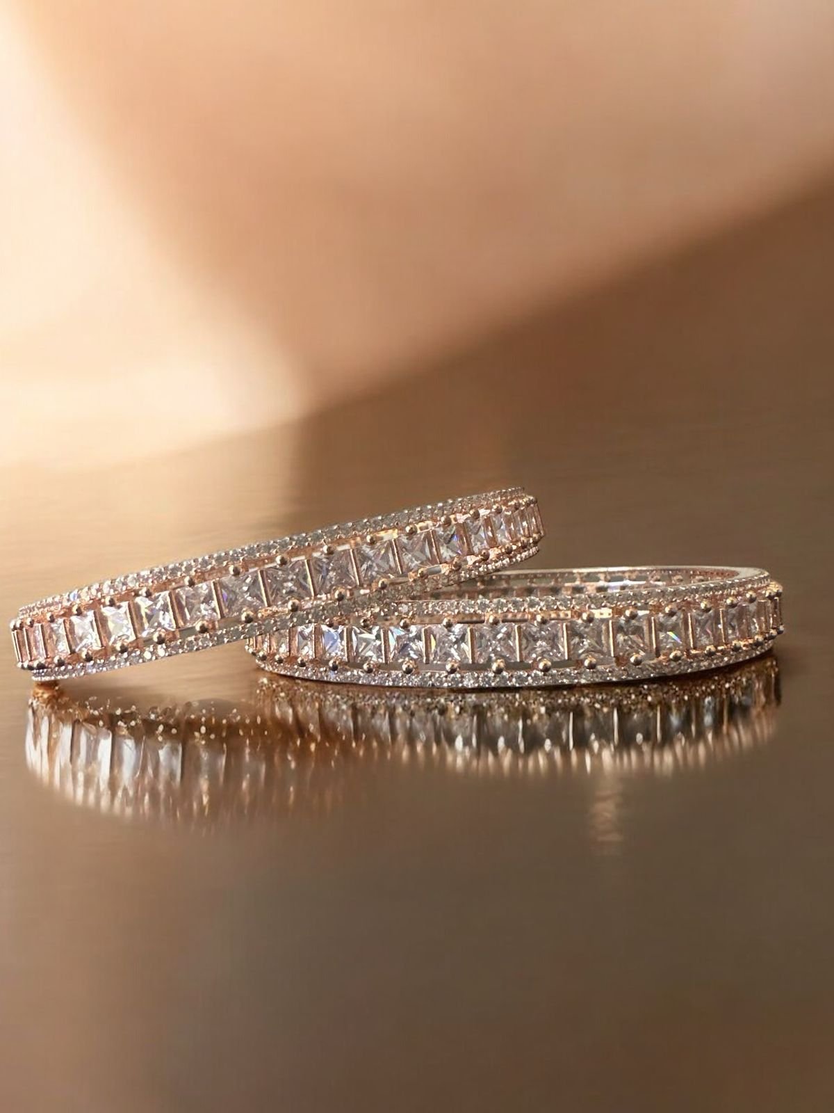 Rose gold polish with premium cz stones