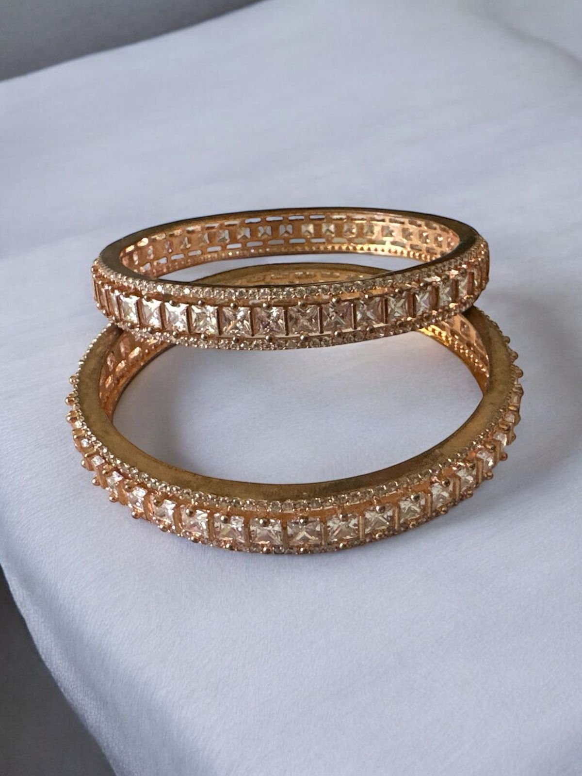 Rose gold polish with premium cz stones bangle