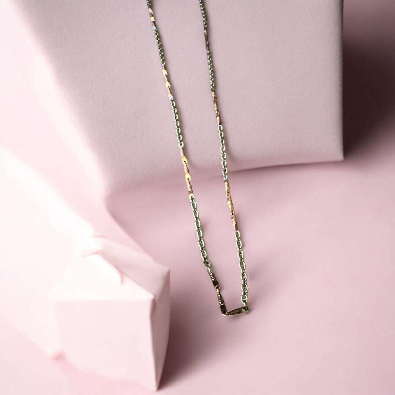 Rose gold with silver polish  links chain