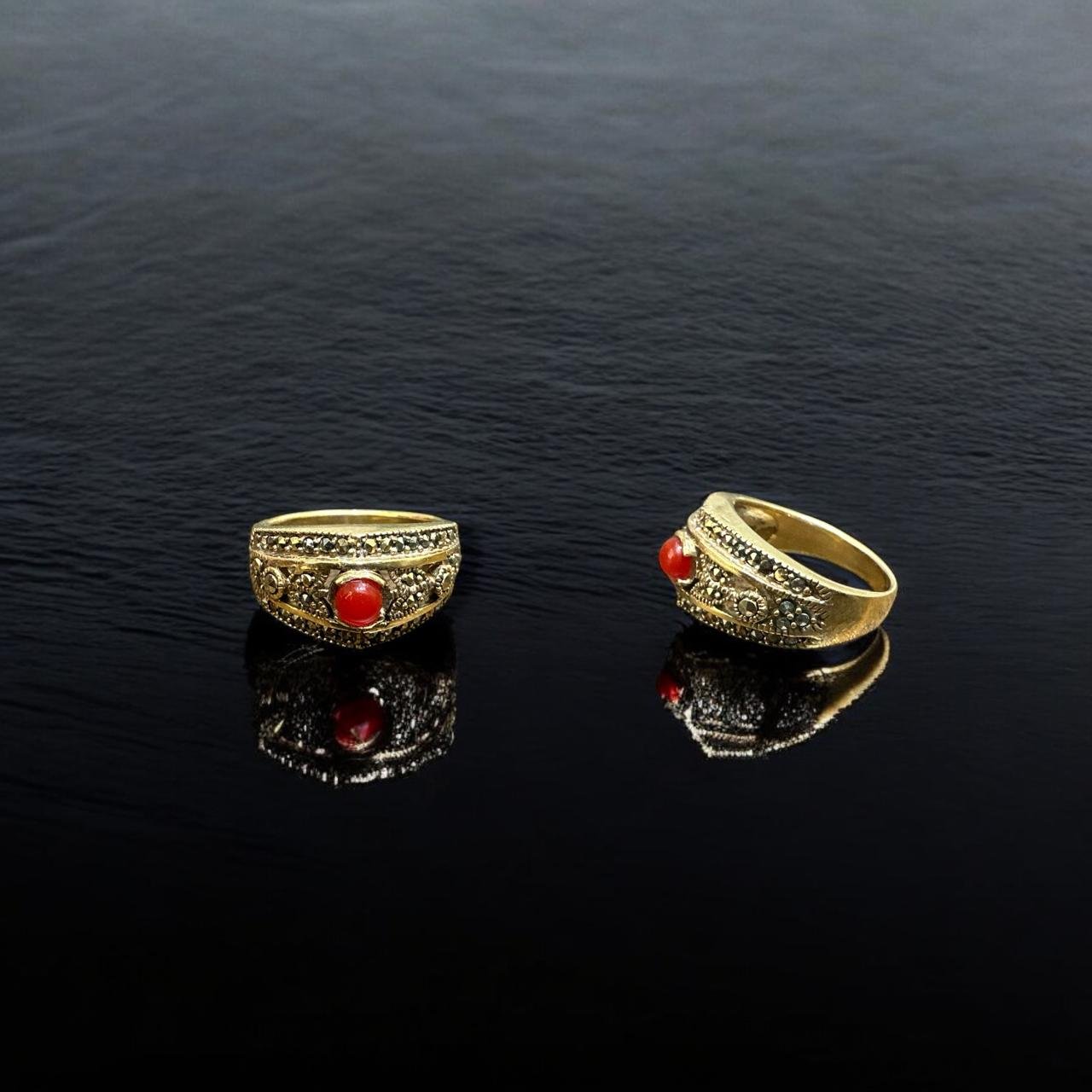Ruby & Marker Stones Gold Polish Ladies Ring