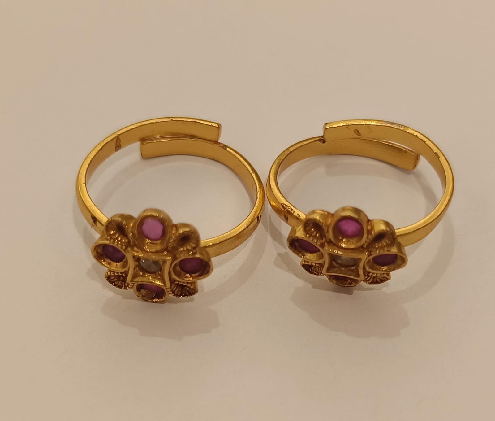 Ruby & White CZ Toe Rings