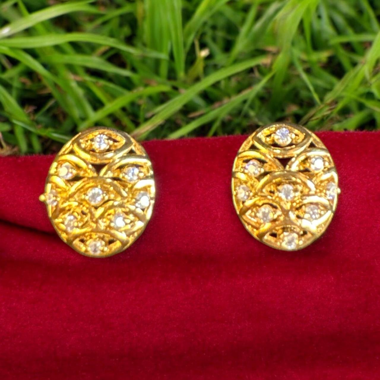 Silver 92.5 Premium CZ Gold Studs
