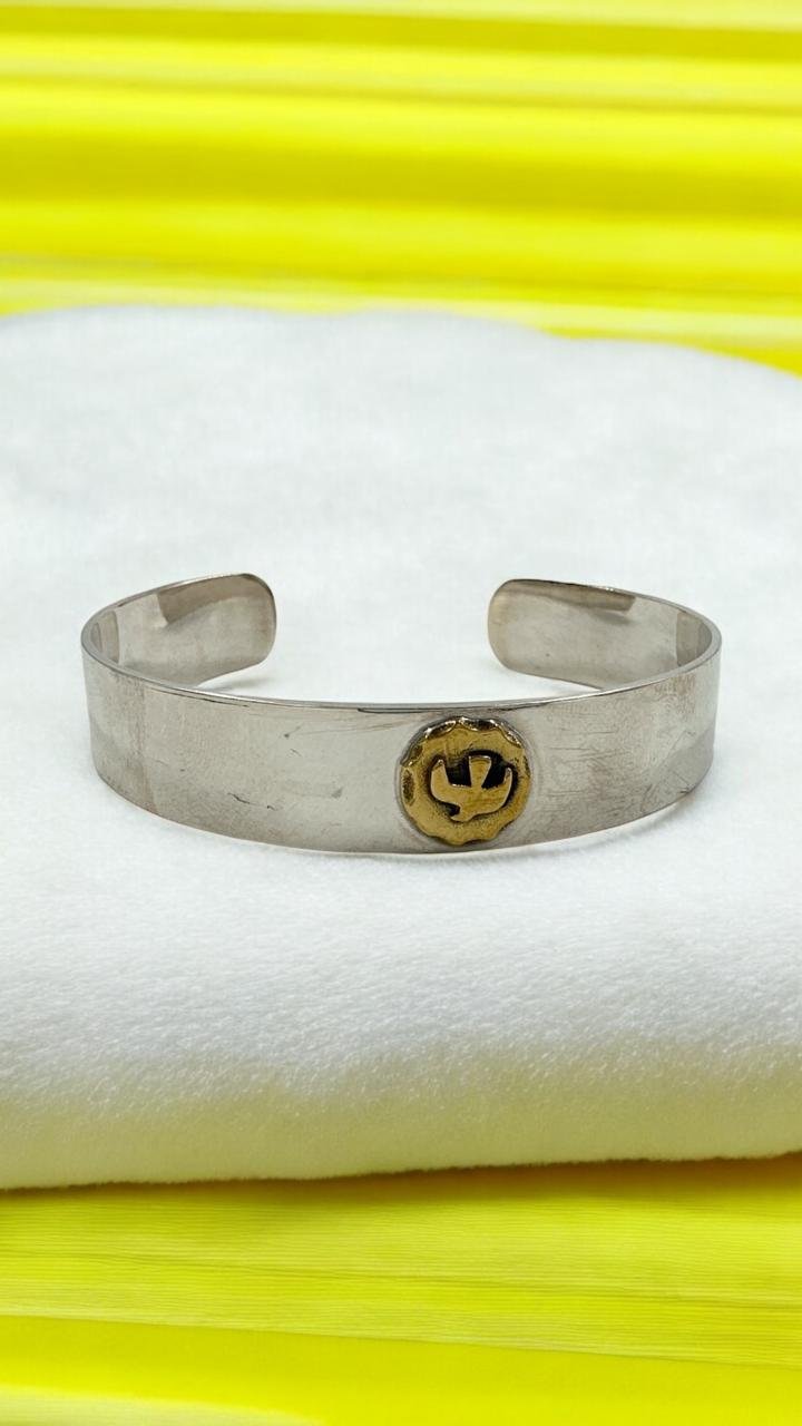 Silver & Gold Polish Plain Men’s Kada