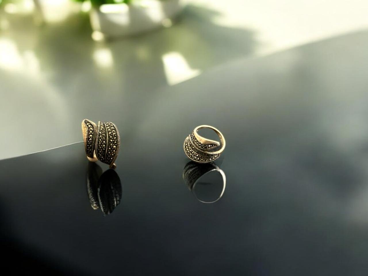 Snake Design Marker Stones Silver Polish Men’s Ring